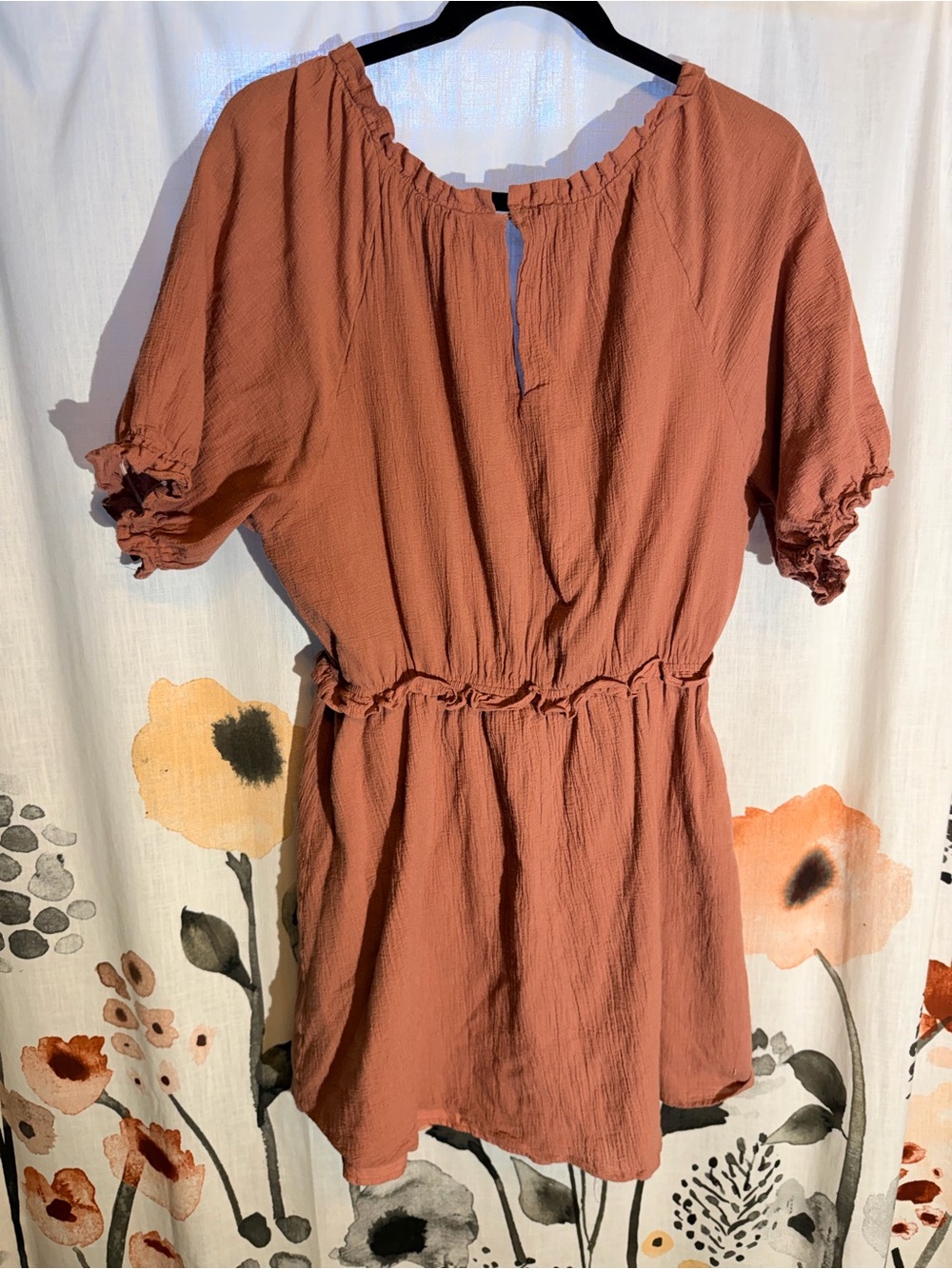 Free The Roses Rust Ruffle Mini Dress – Women’s Size Large - Picture 8 of 12